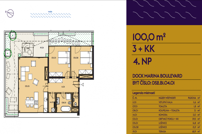 Penthouse 3+kk, 100m2, DOCK