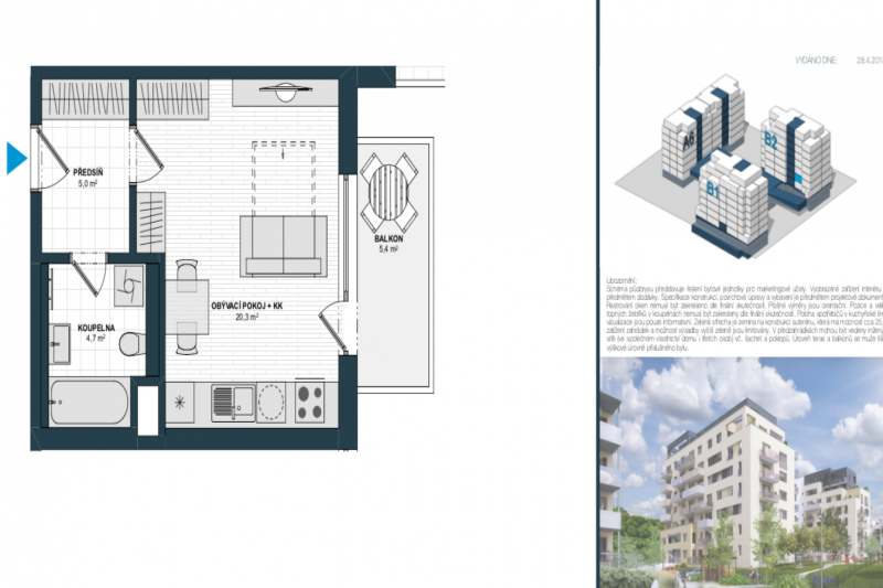 Byt 2+кк, 32m2, Hloubětín