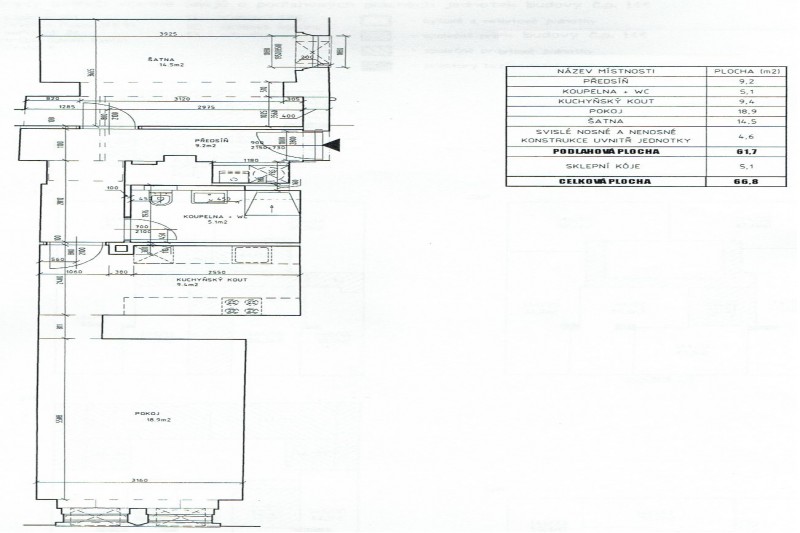 Byt 2+кк, 62m2, Karlín