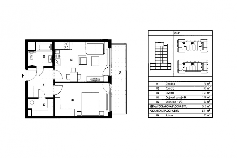 Byt 2+kk, 61m2, Tulipa City