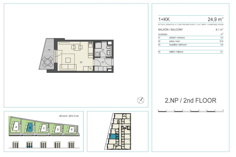 Byt 1+kk, 25 m2, Krejcárek