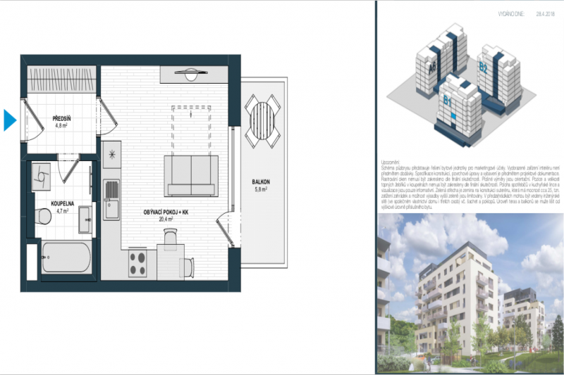 Byt 1+kk, 32m2, Hloubětín