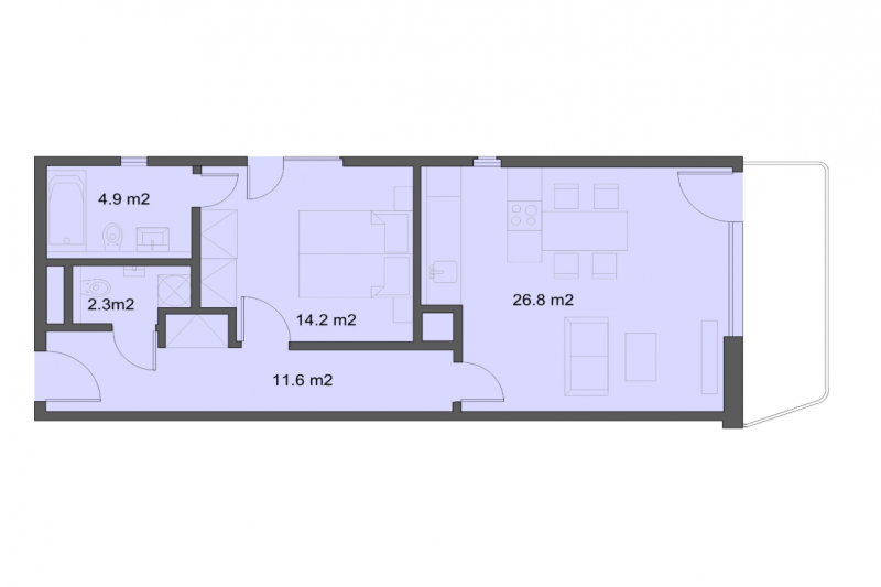 Byt 2+кк, 63m2, DOCK