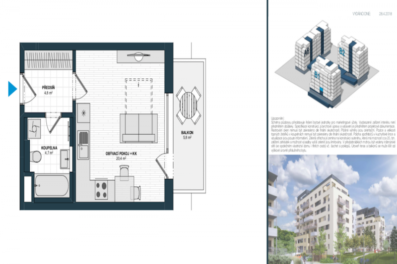 Byt 1+kk, 32m2, Hloubětín