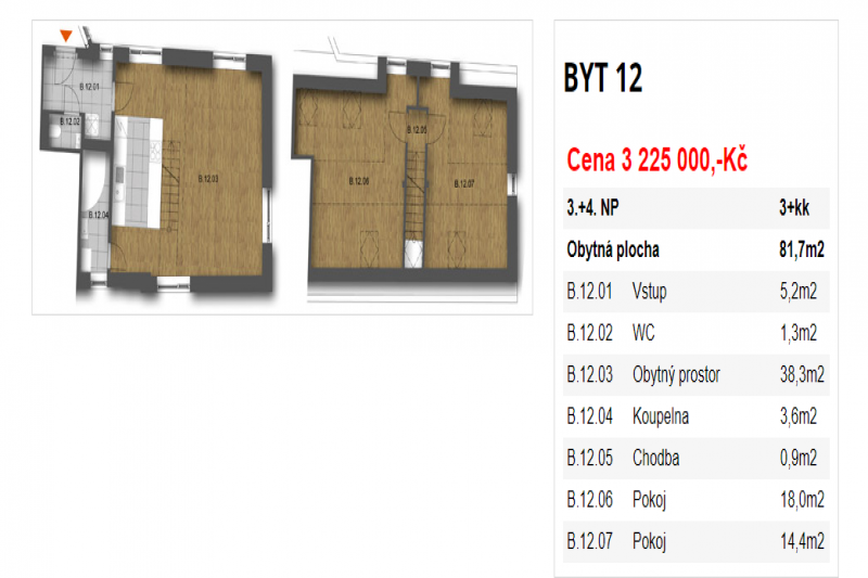 Byt 3+kk, 81m2, Mělník