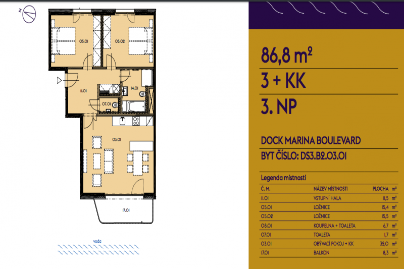 Three-bedroom Apartment 3+kk 