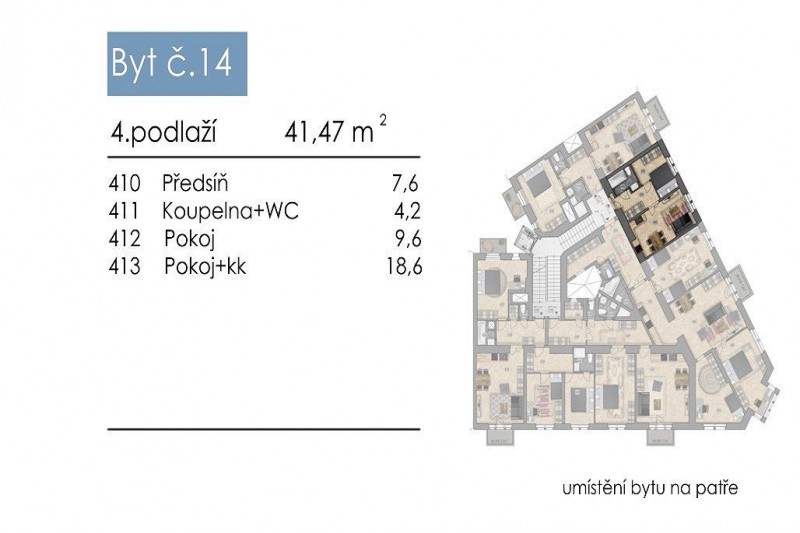 Квартира 2+kk, 41м2, Vinohrady