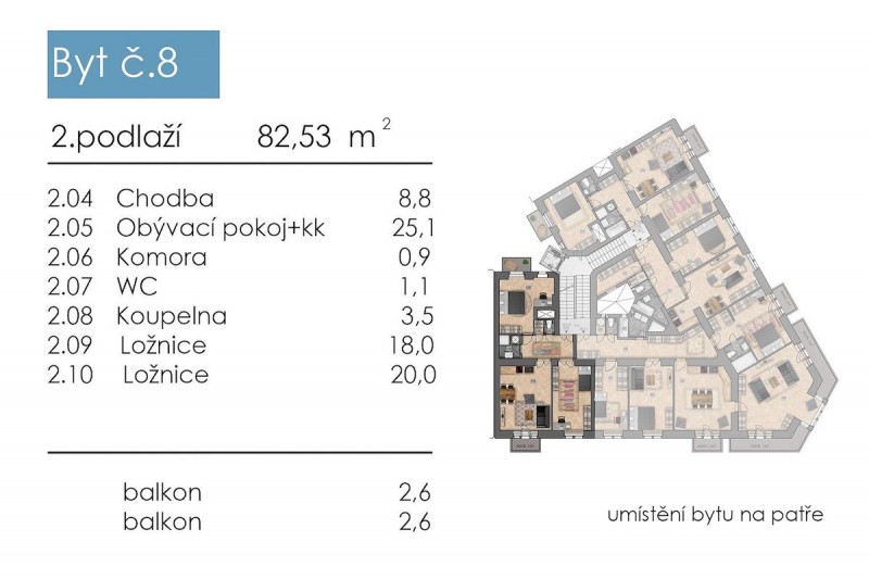 Квартира 3+kk, 82м2, Vinohrady